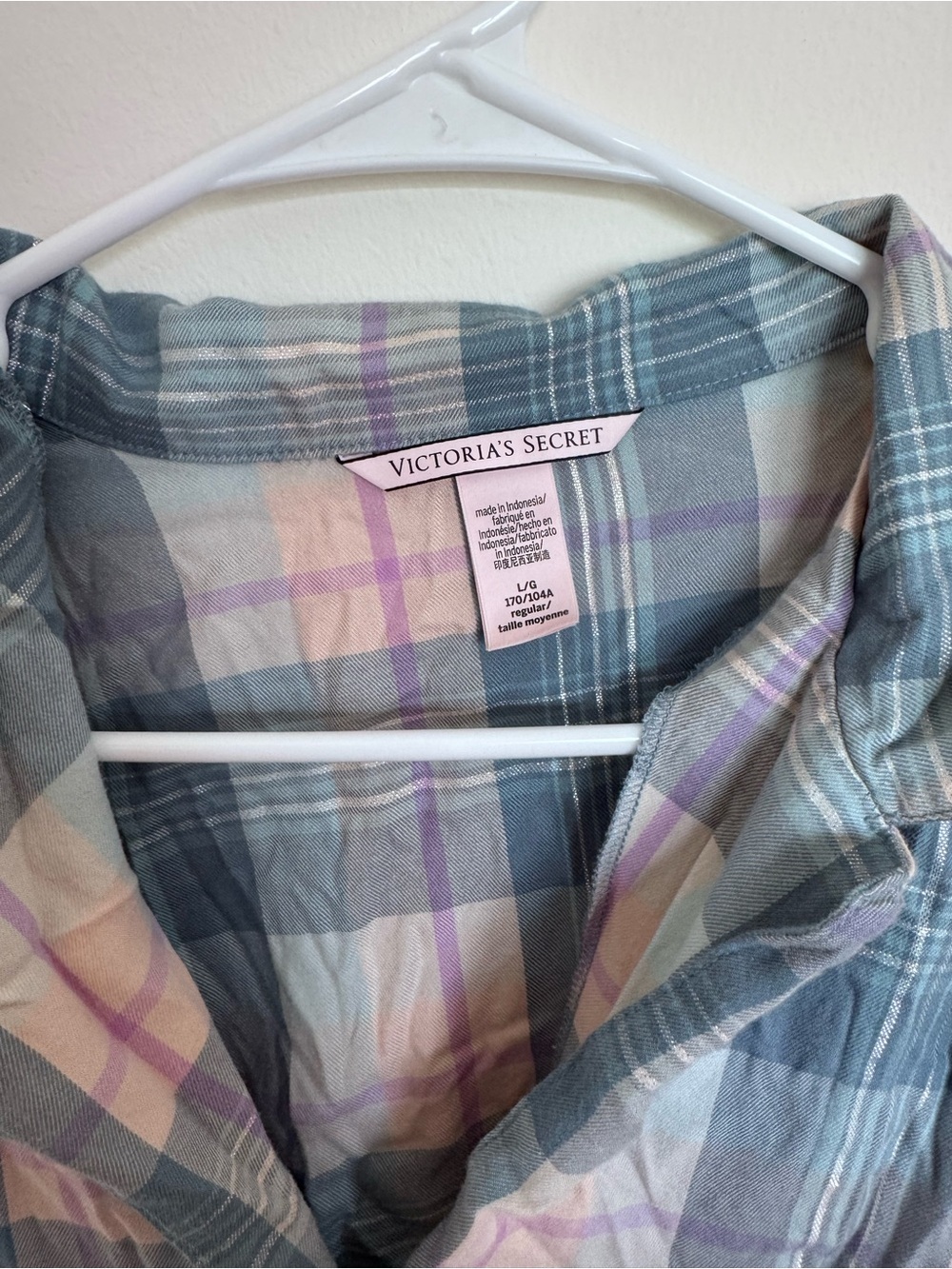 Victoria's Secret Blue and Pink Plaid Button-Up Shirt - Picture 2 of 3